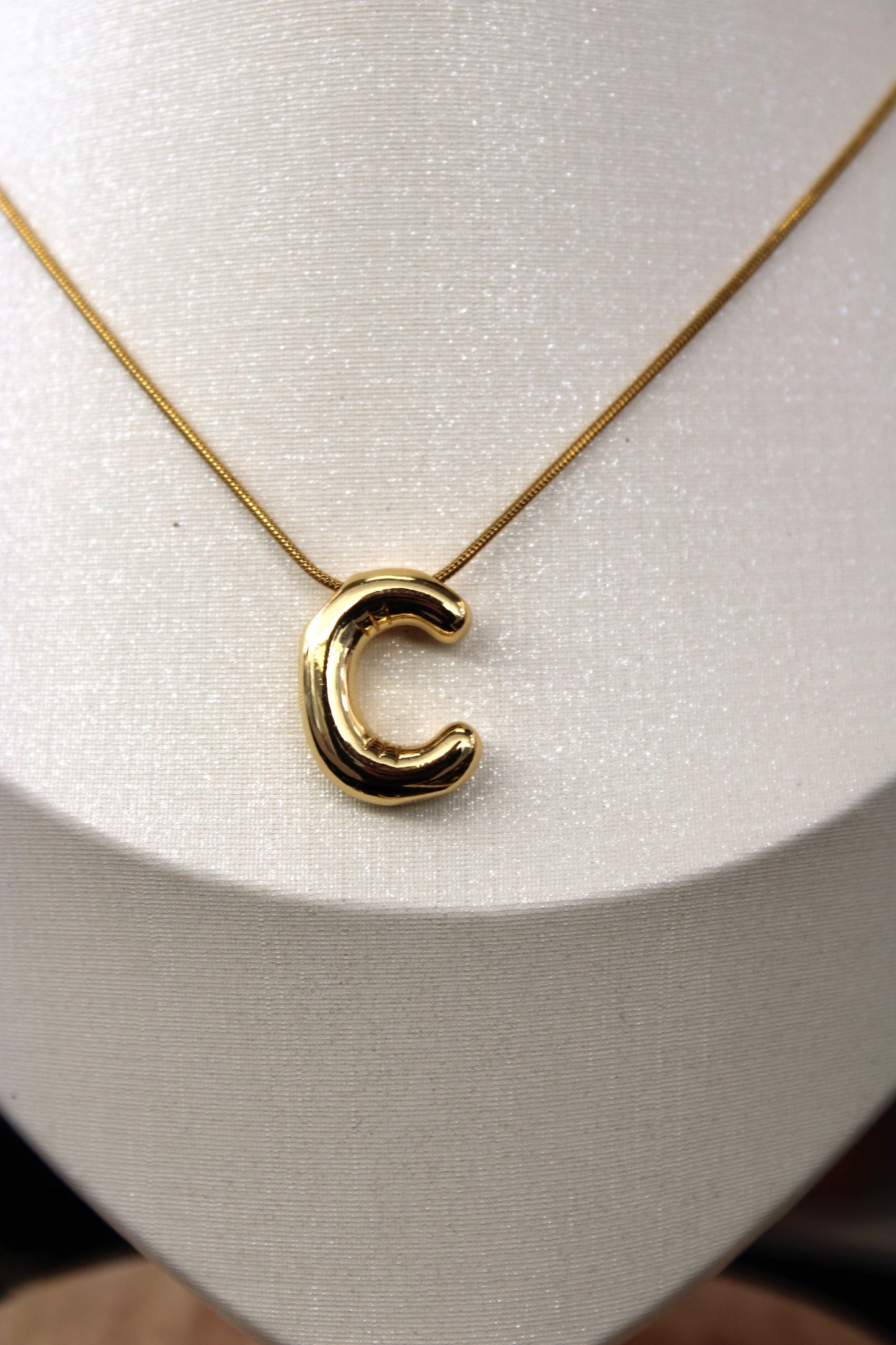Gold Bubble Letter Necklace
