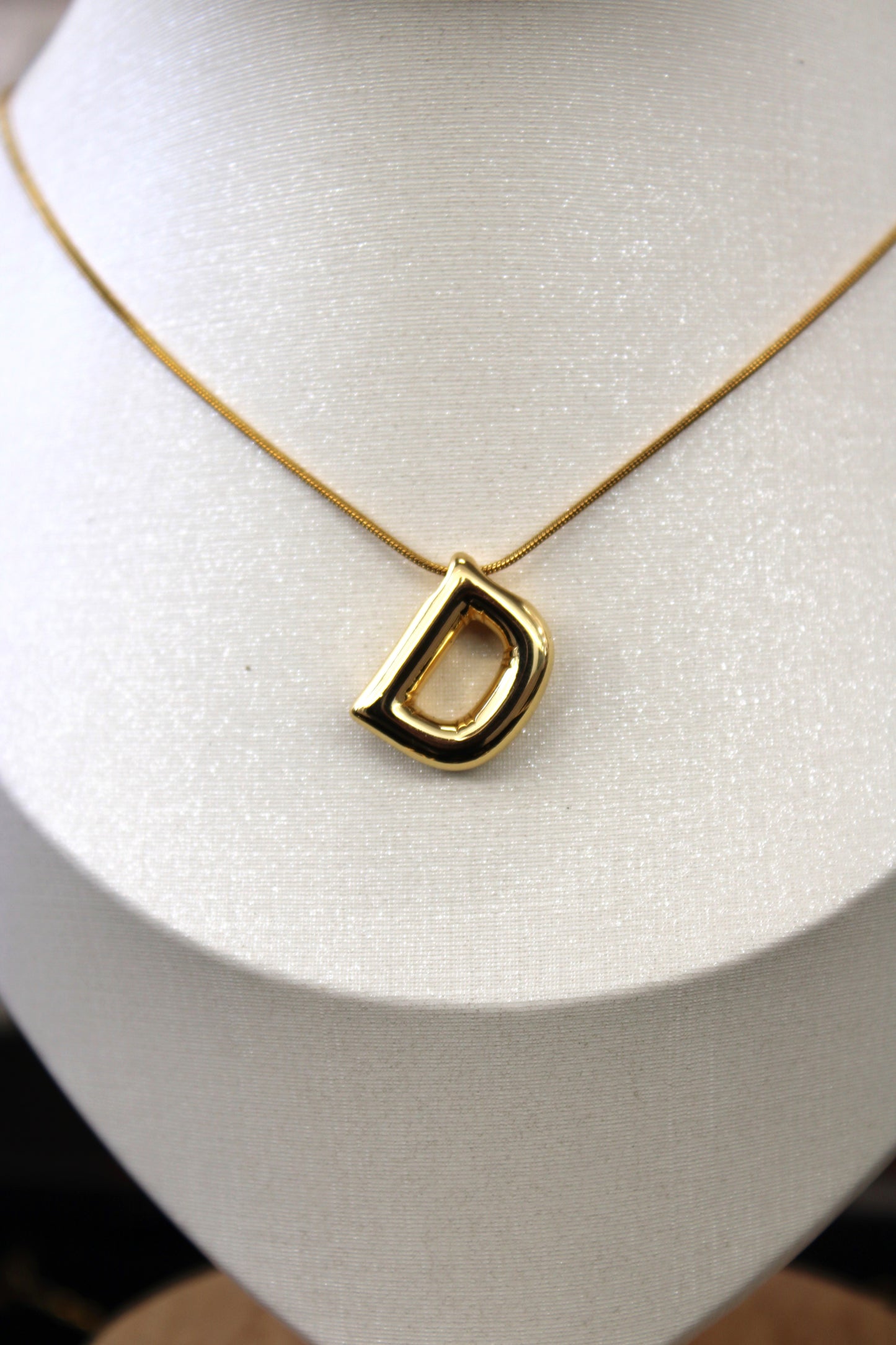 Gold Bubble Letter Necklace