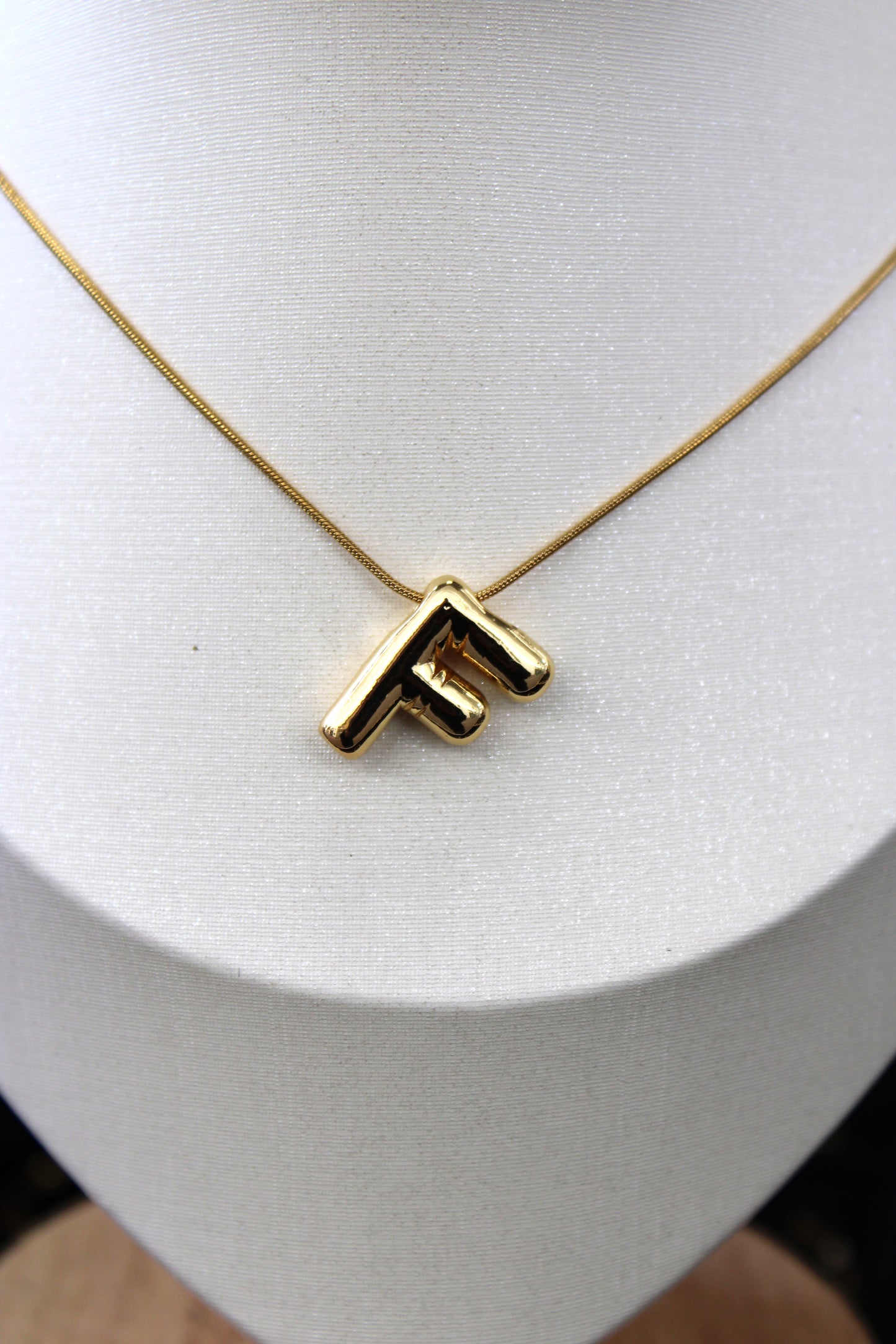 Gold Bubble Letter Necklace