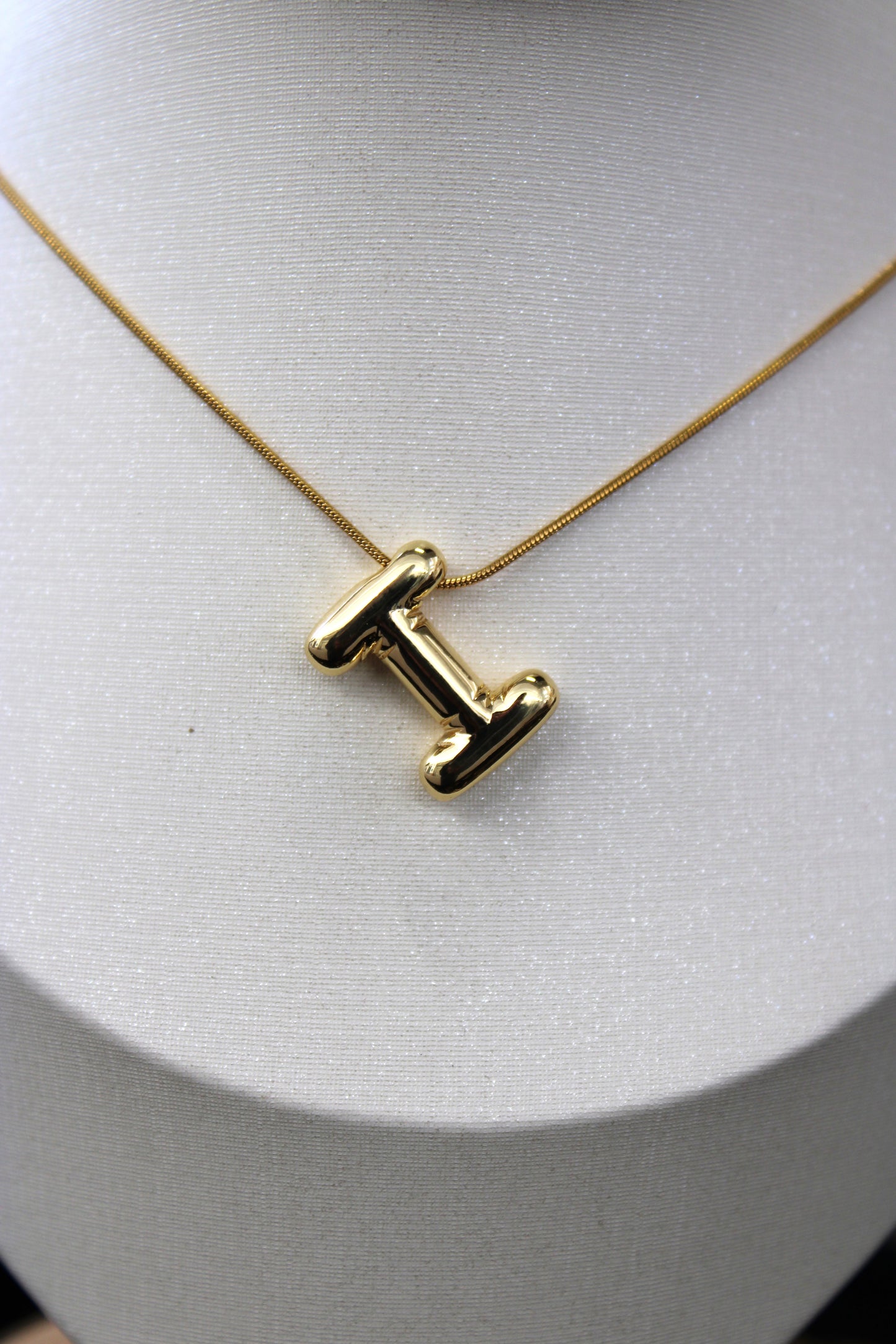Gold Bubble Letter Necklace