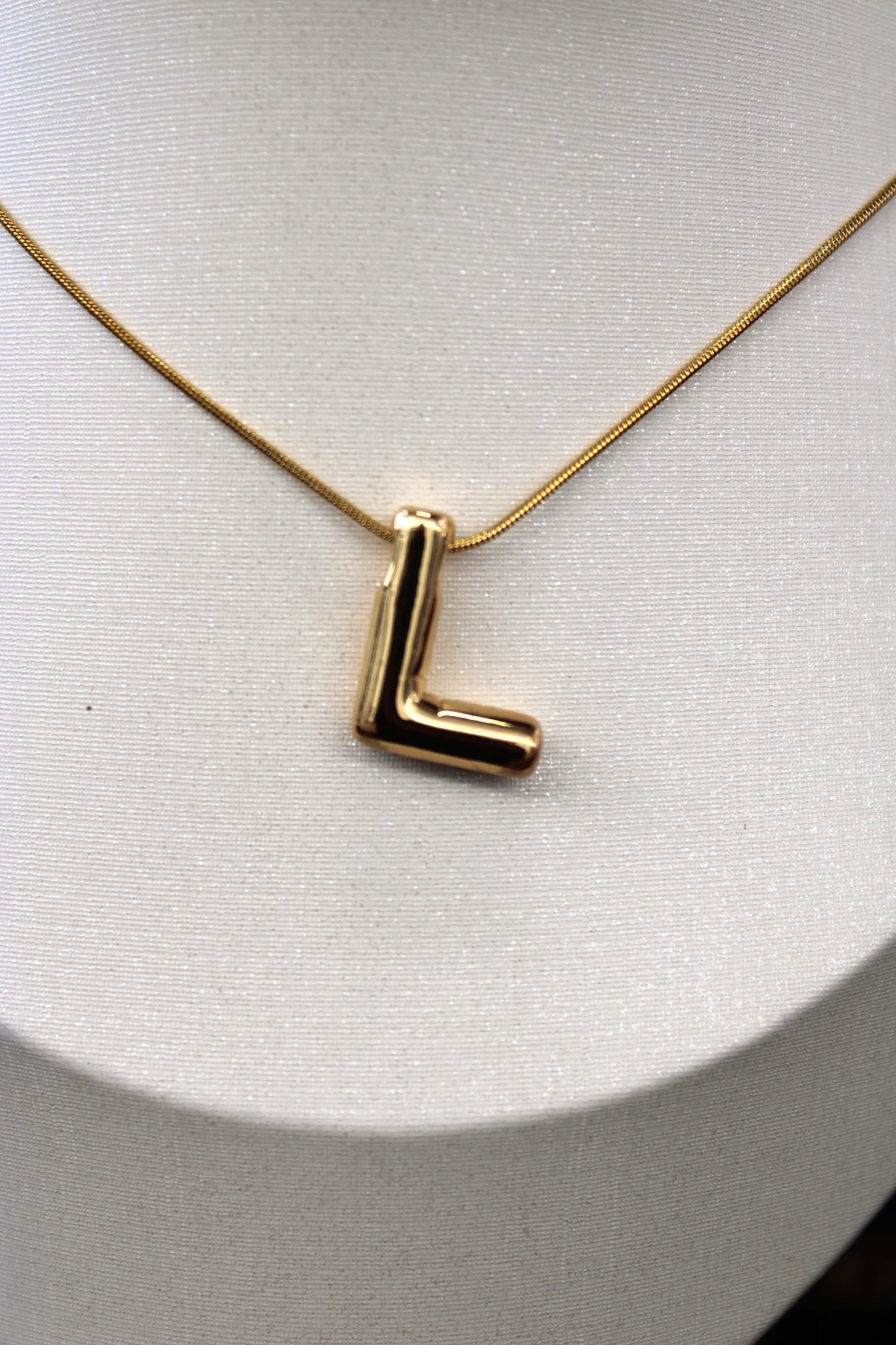 Gold Bubble Letter Necklace