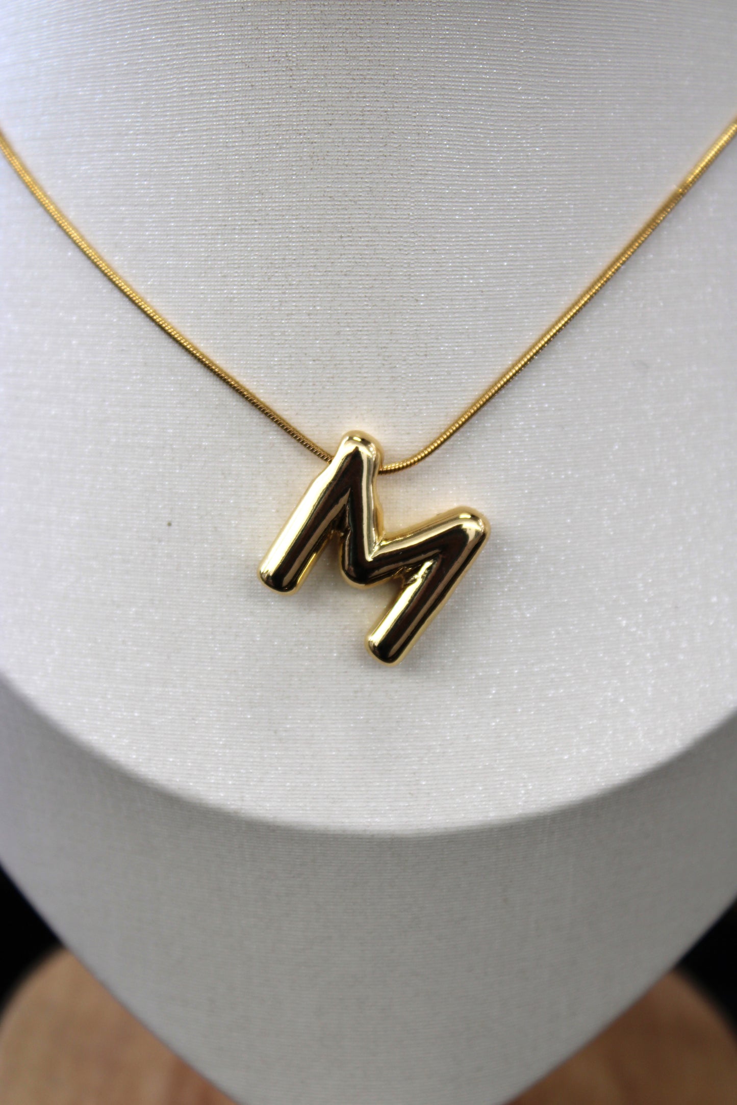 Gold Bubble Letter Necklace