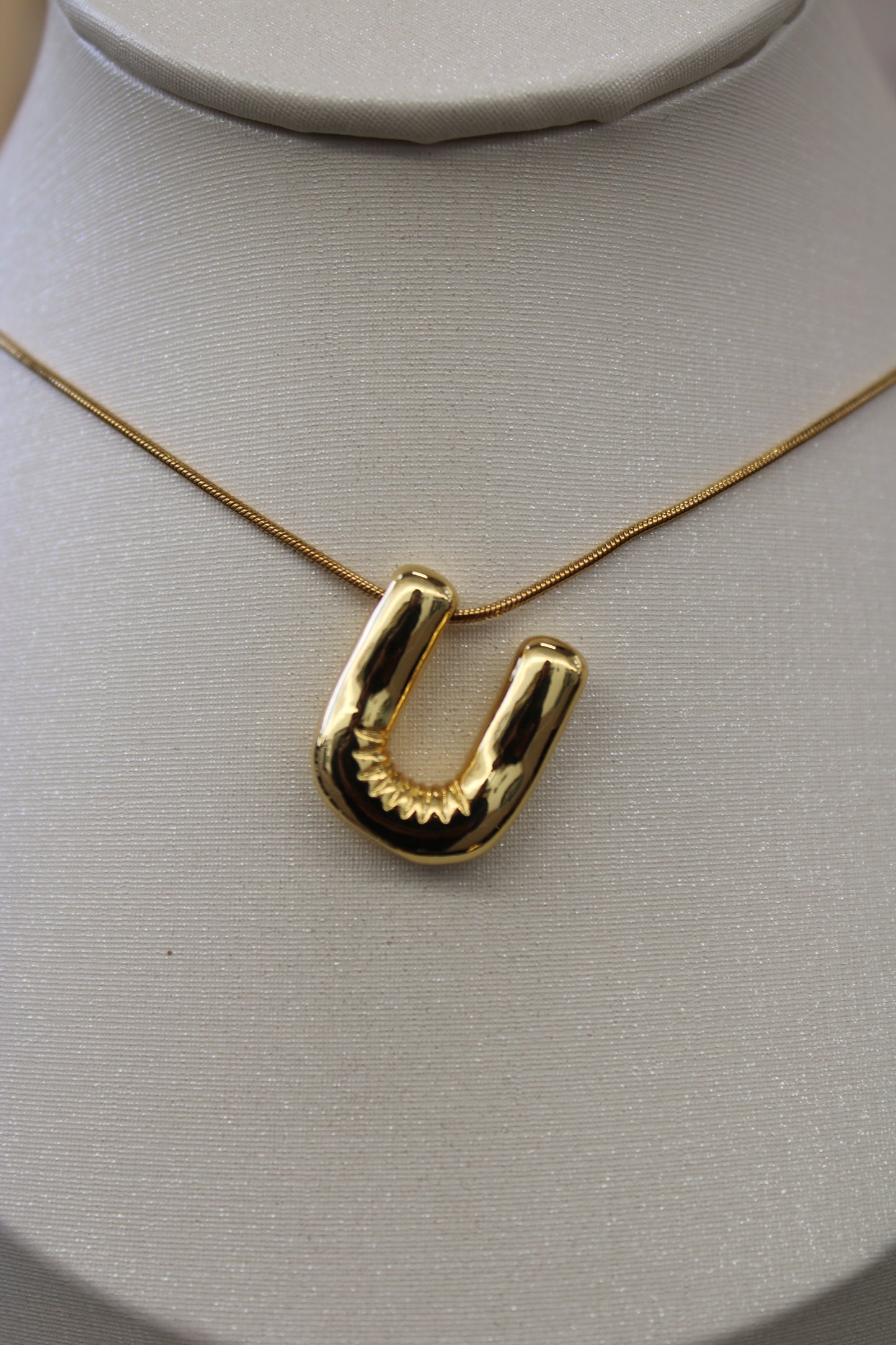 Gold Bubble Letter Necklace