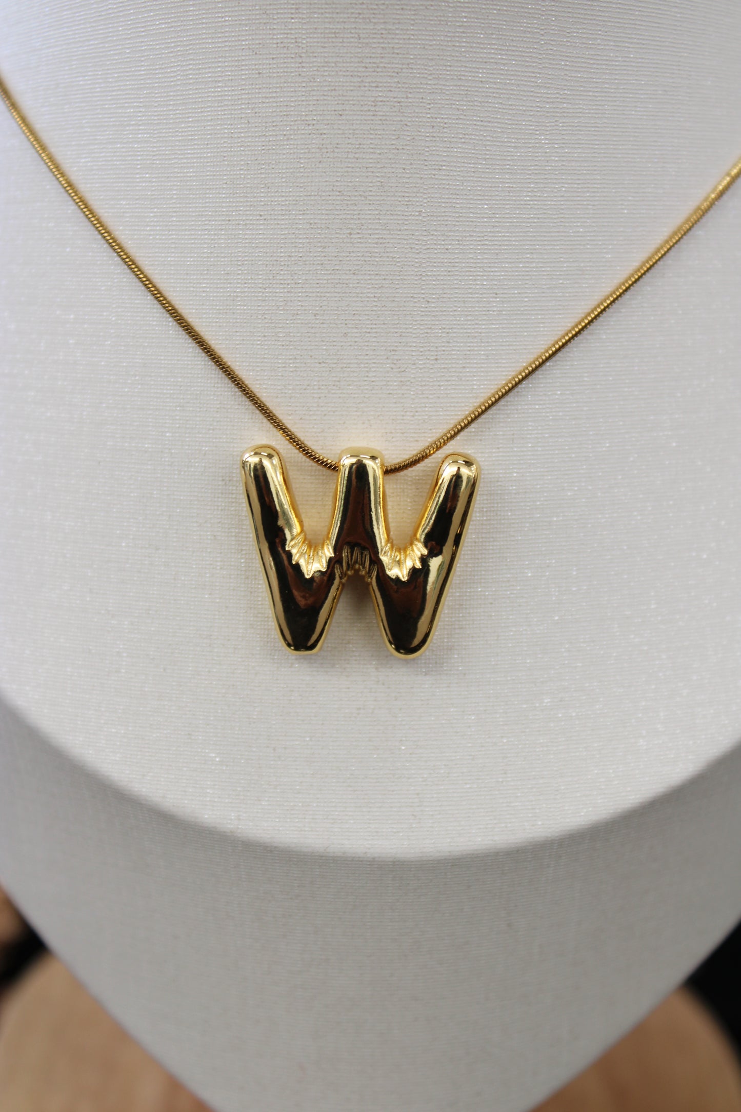 Gold Bubble Letter Necklace