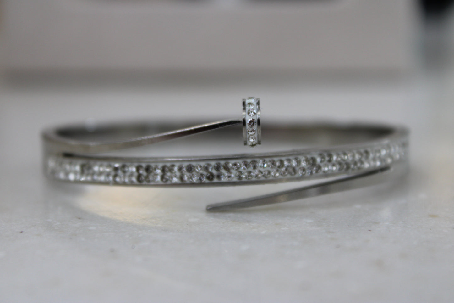 Silver Sparkly Screw Bangle