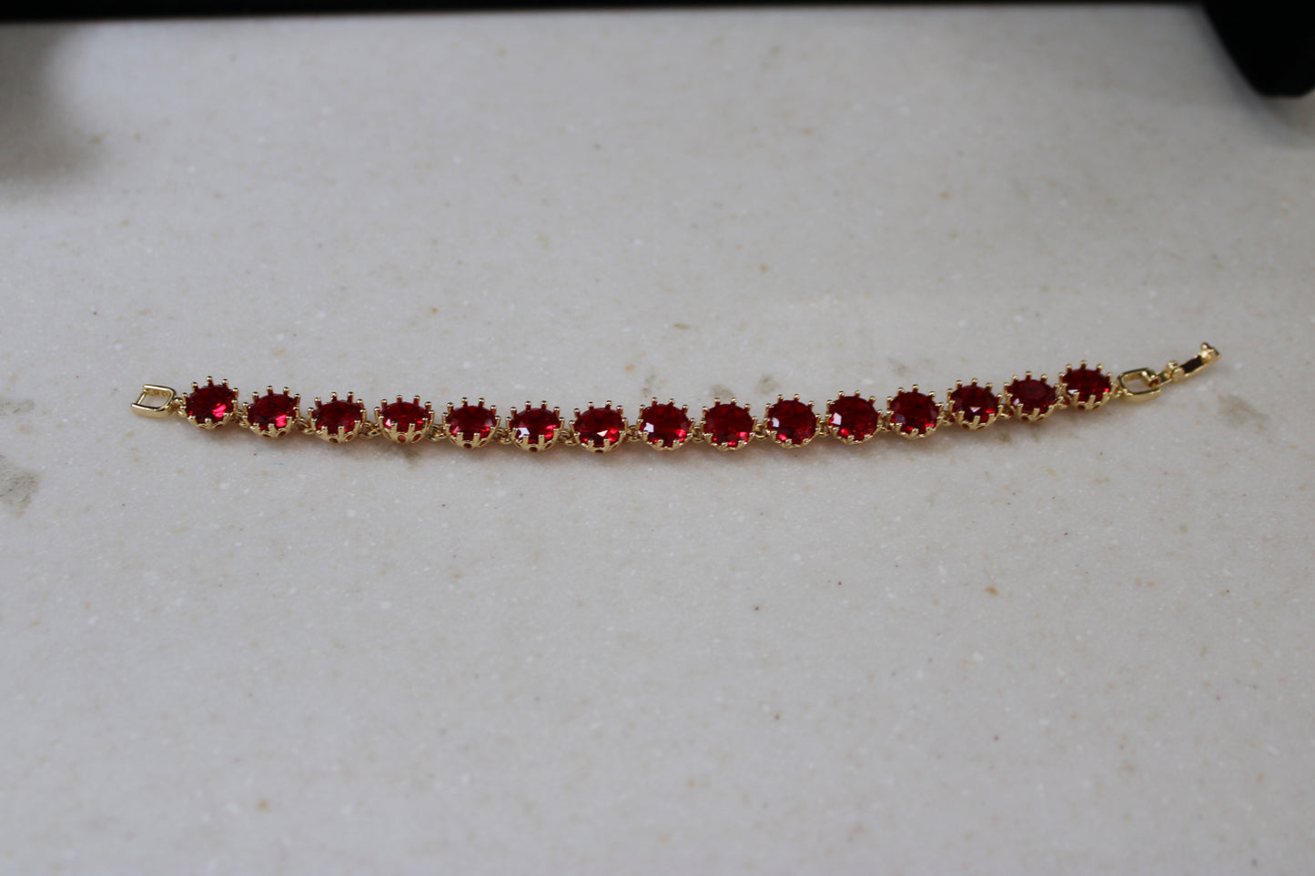 Ruby Red Tennis Bracelet Round Stones