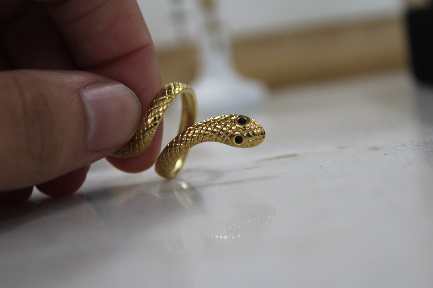 Golden Snake Wrap Adjustable Ring