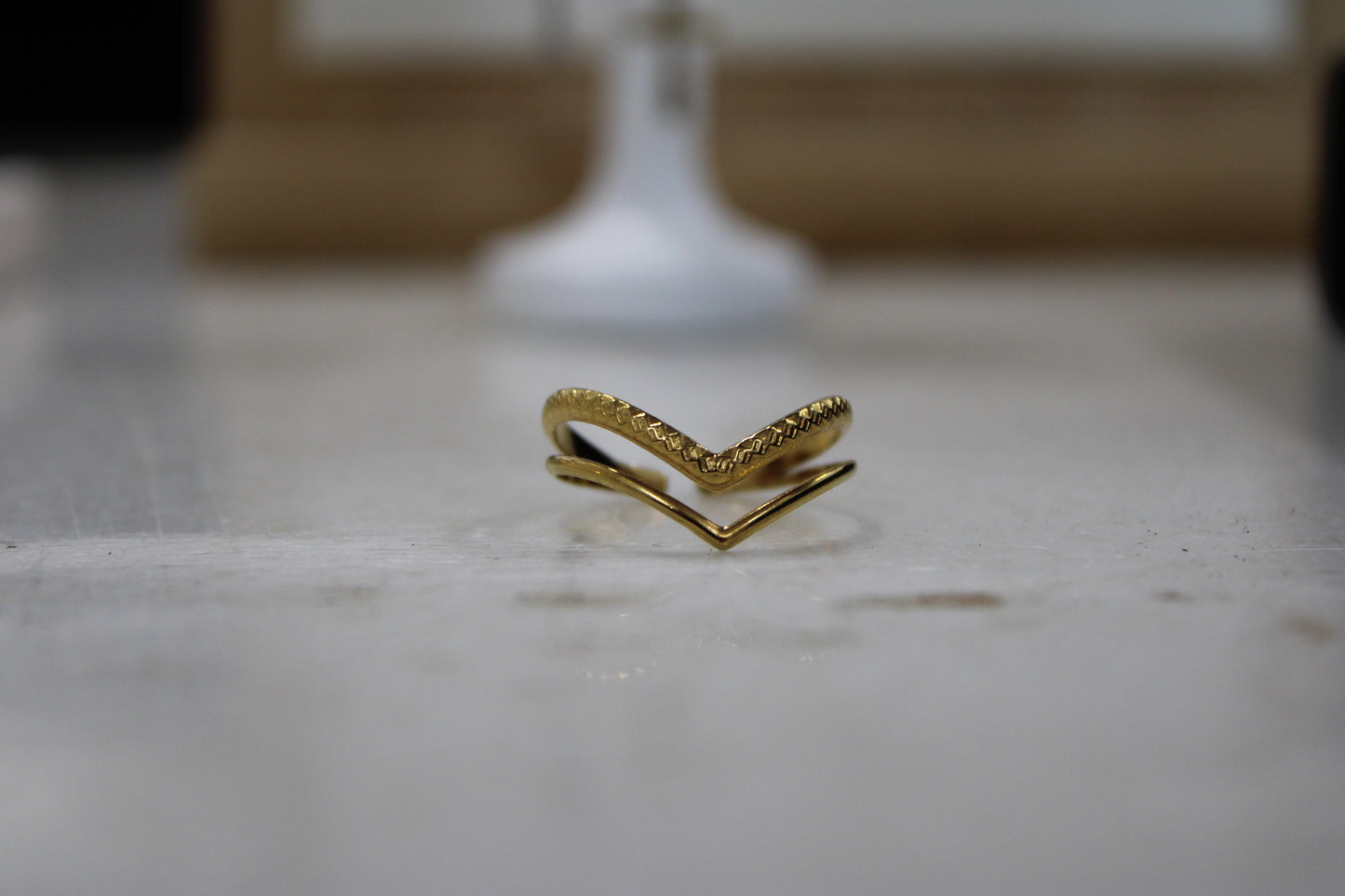 Textured Double Adjustable Arrow Ring