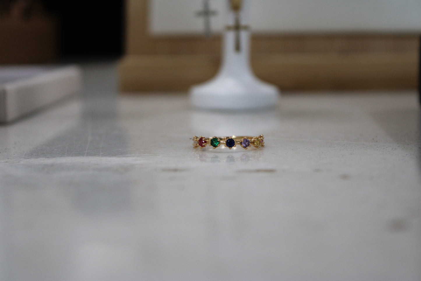 Multicolor Small Gem Band