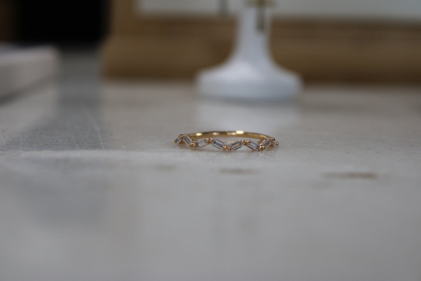 Thin Zig Zag Crystal Ring