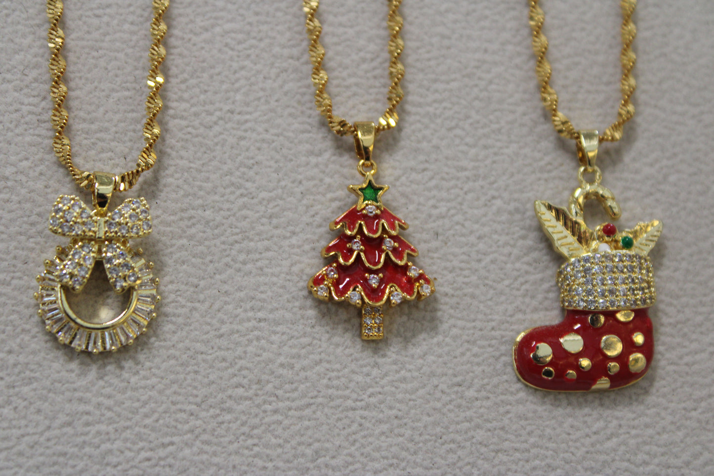 Red Christmas Tree Necklace