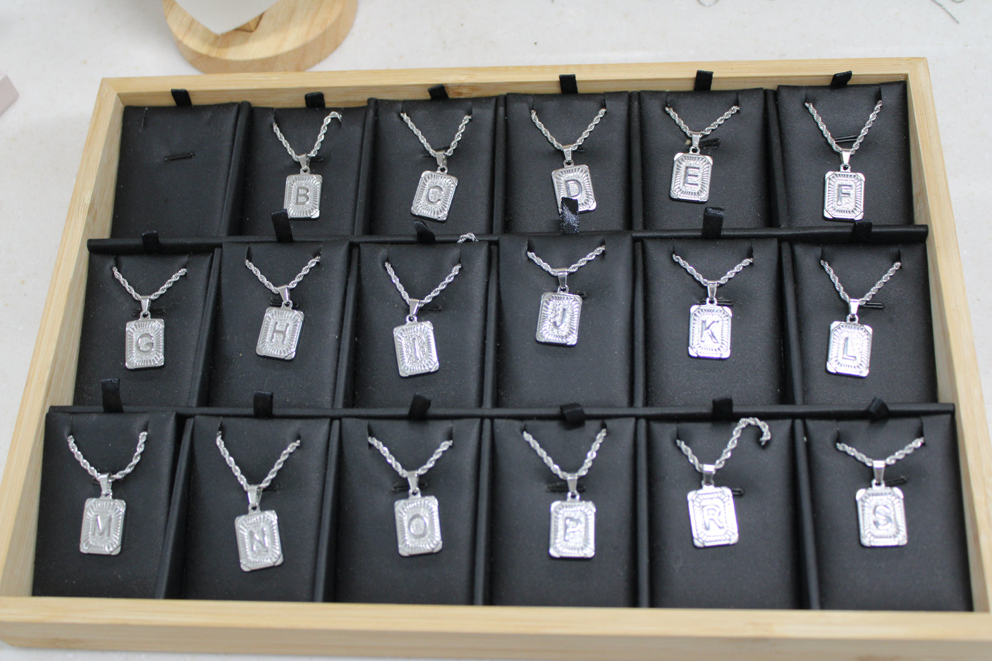 Silver Letter Plate Necklaces Stainless Steel