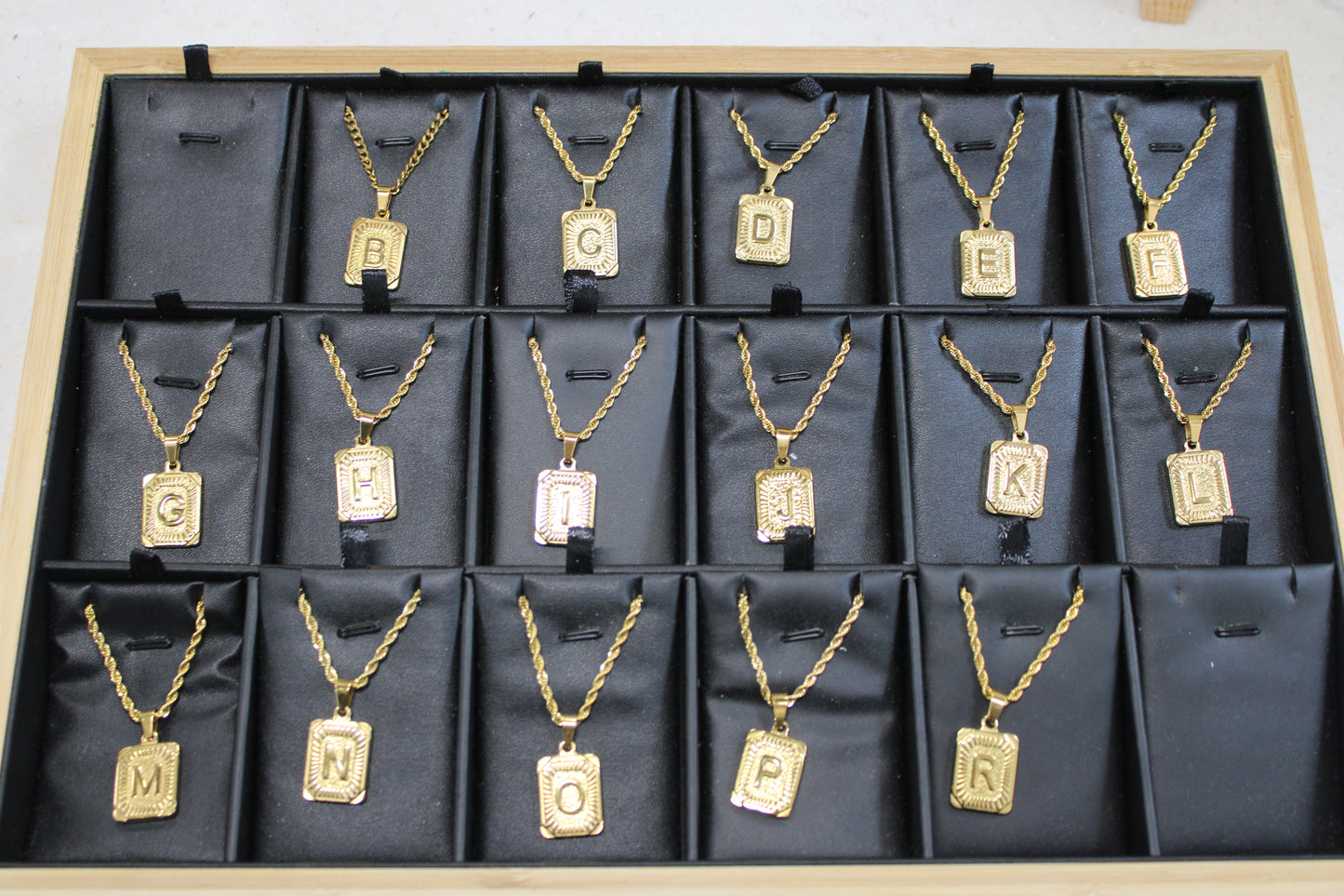 Gold Letter Plate Necklaces Stainless Steel