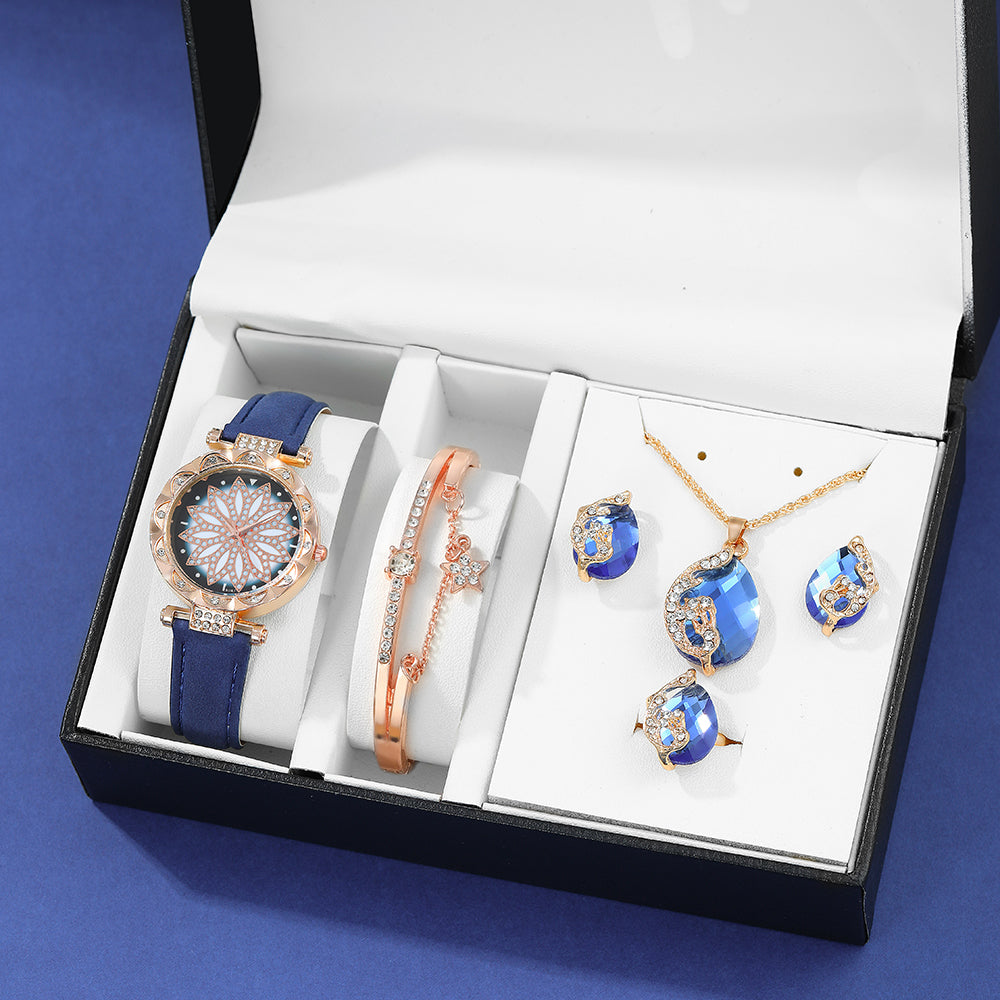 Gift Box For Her 5 Piece Set Watch, Bracelet, Necklace, Earrings, and Ring