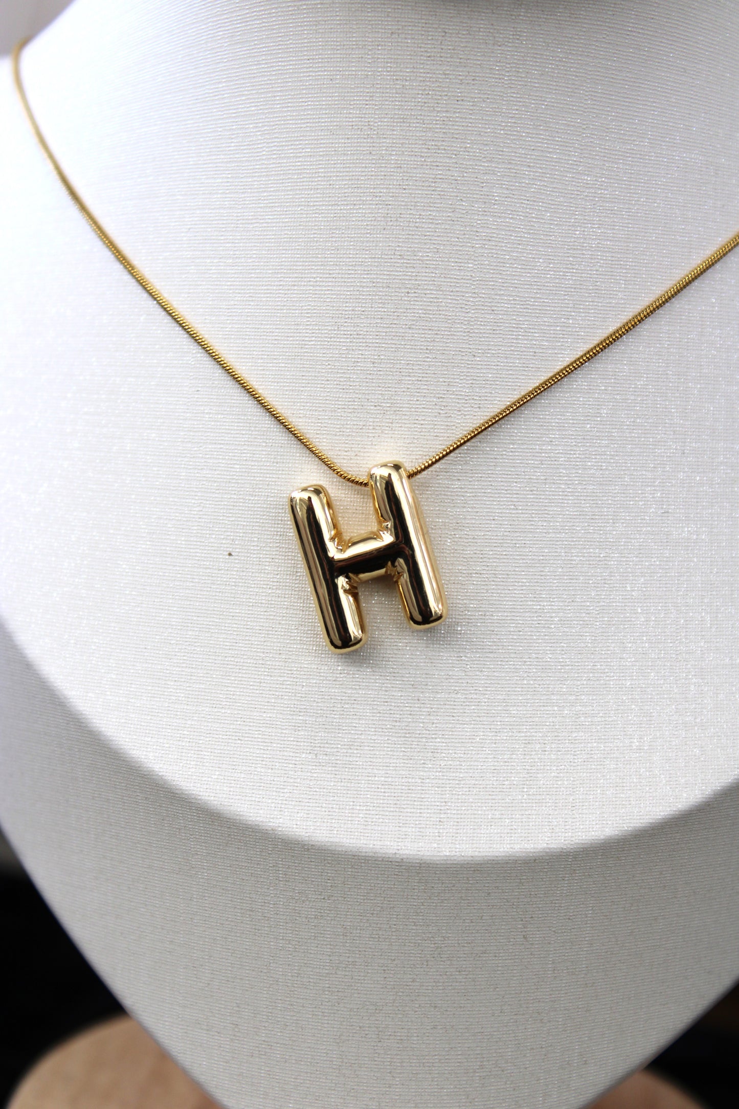 Gold Bubble Letter Necklace