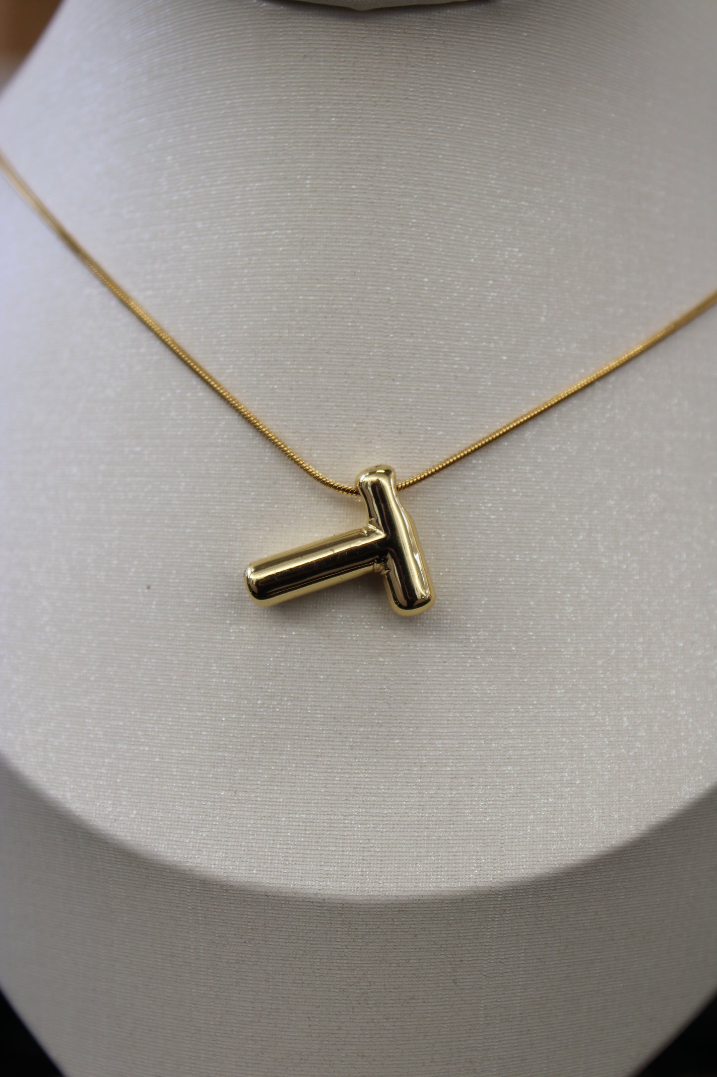 Gold Bubble Letter Necklace