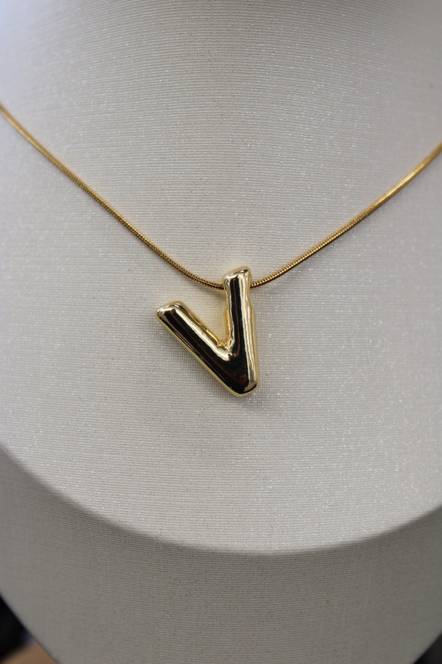 Gold Bubble Letter Necklace