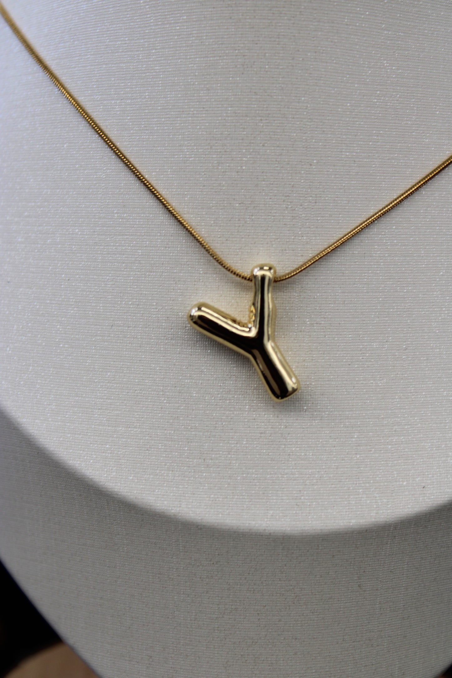 Gold Bubble Letter Necklace
