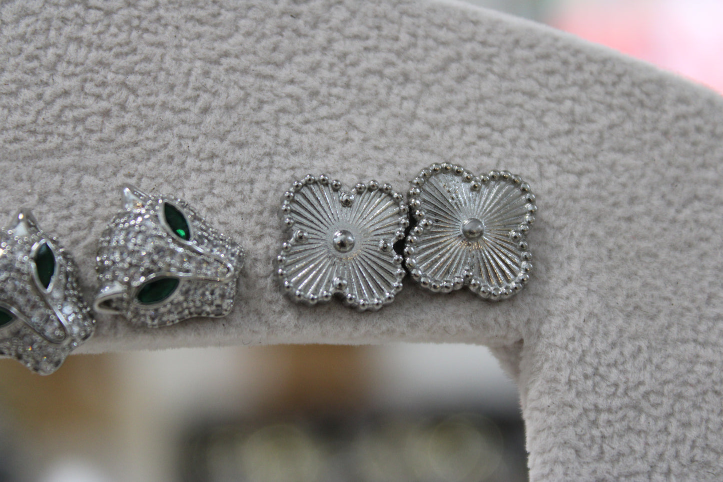 Silver Clover Studs