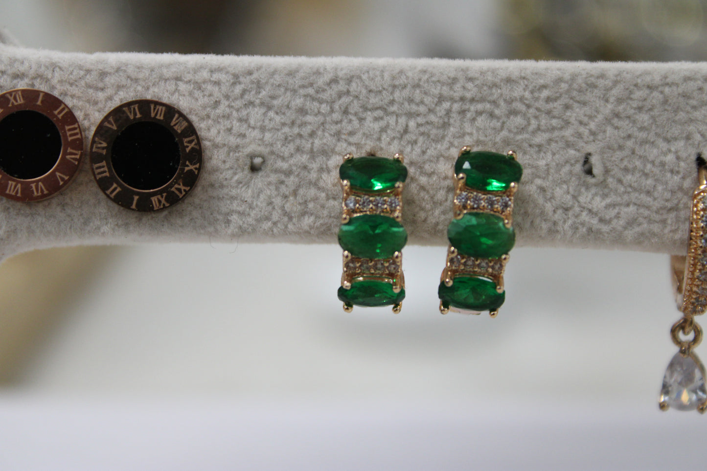 Green Hoop Earrings