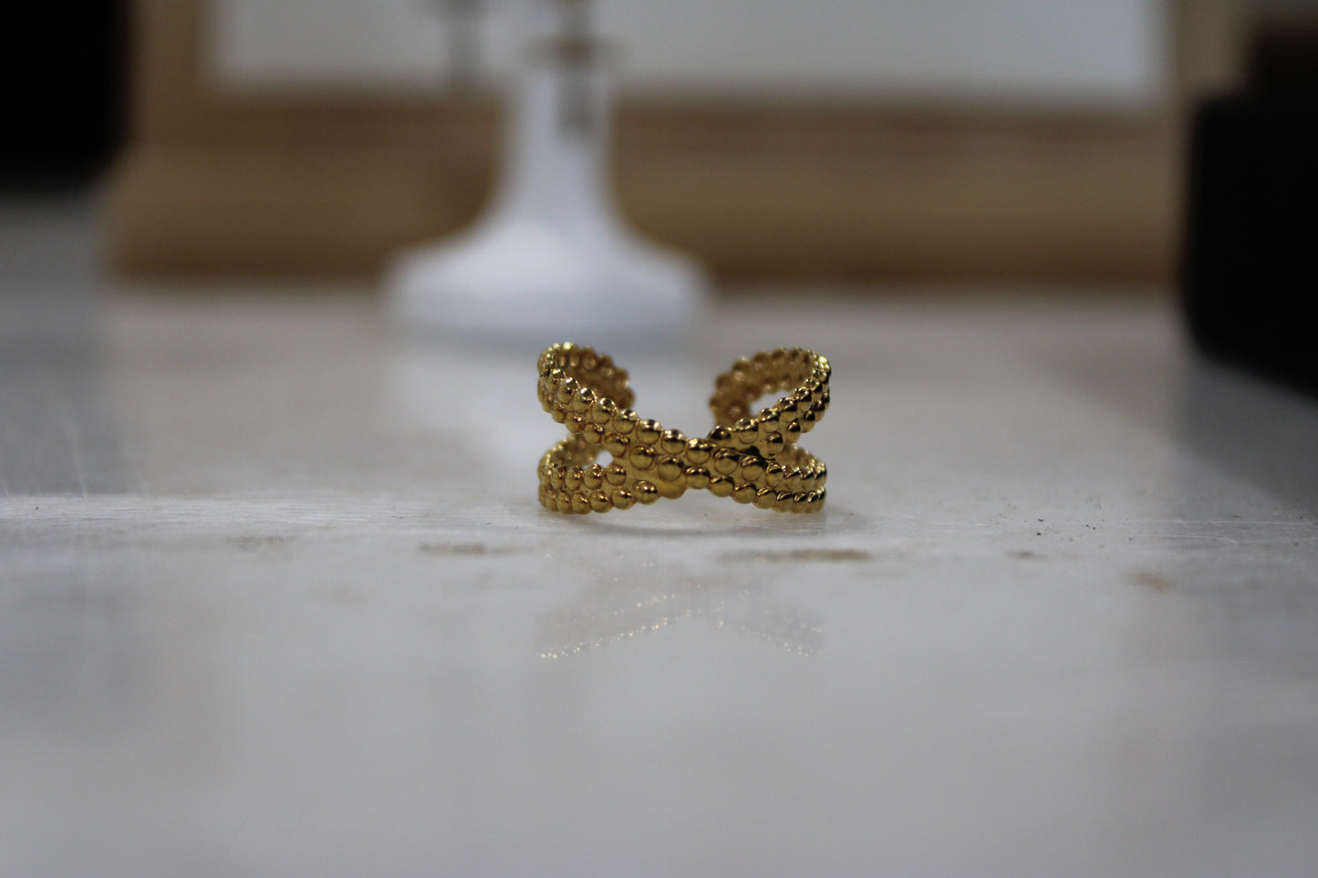 Adjustable Golden Stud Ring