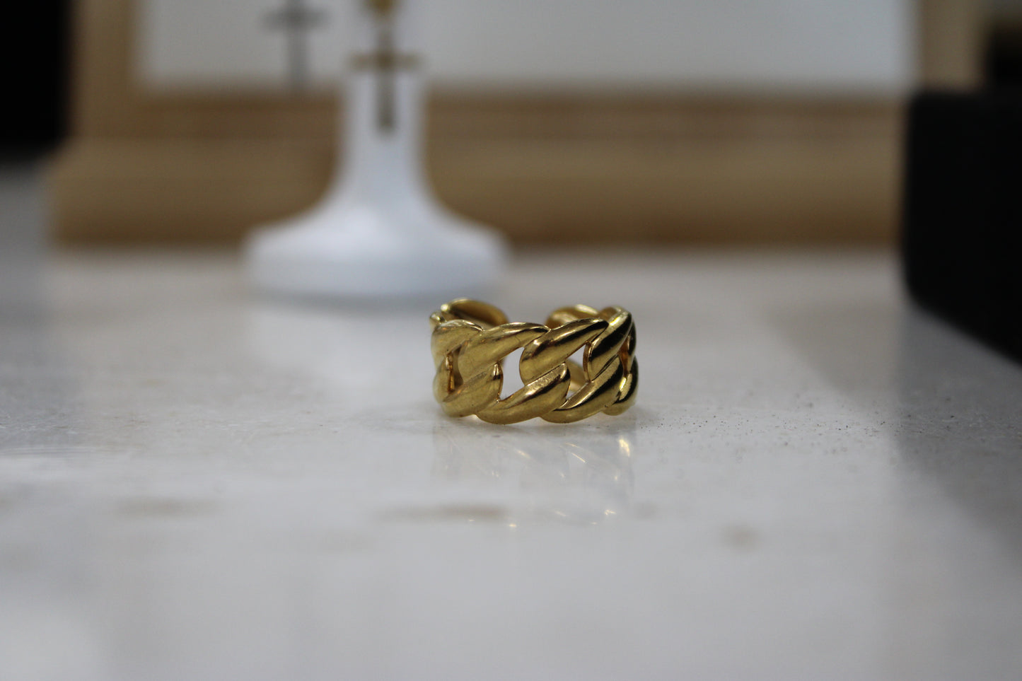 Chunky Gold Chain Adjustable Ring