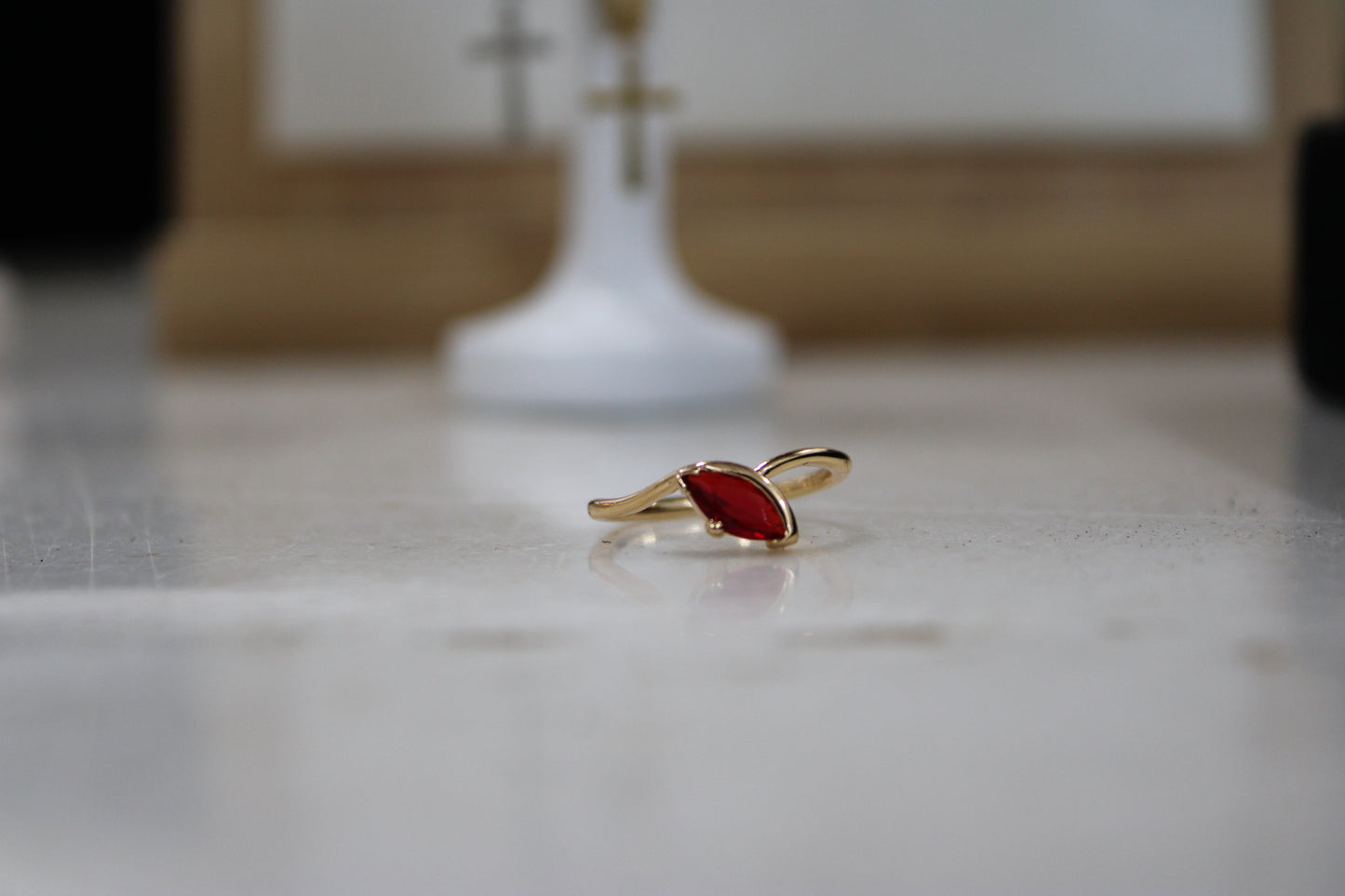 Slanted Red Stone Ring