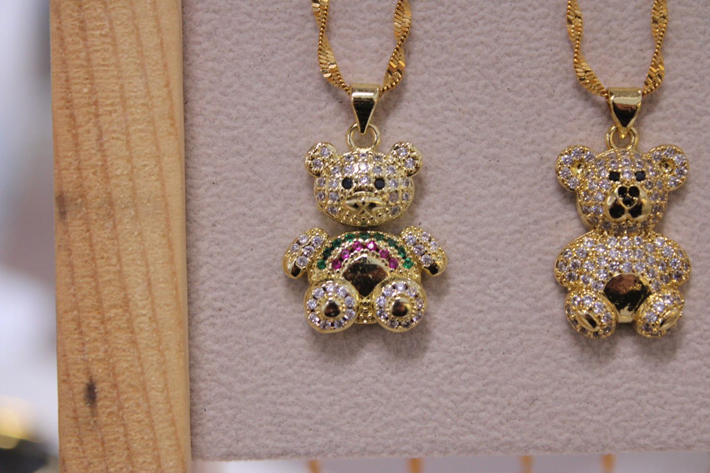 Multicolor Gold Filled Bear Jewel Necklace