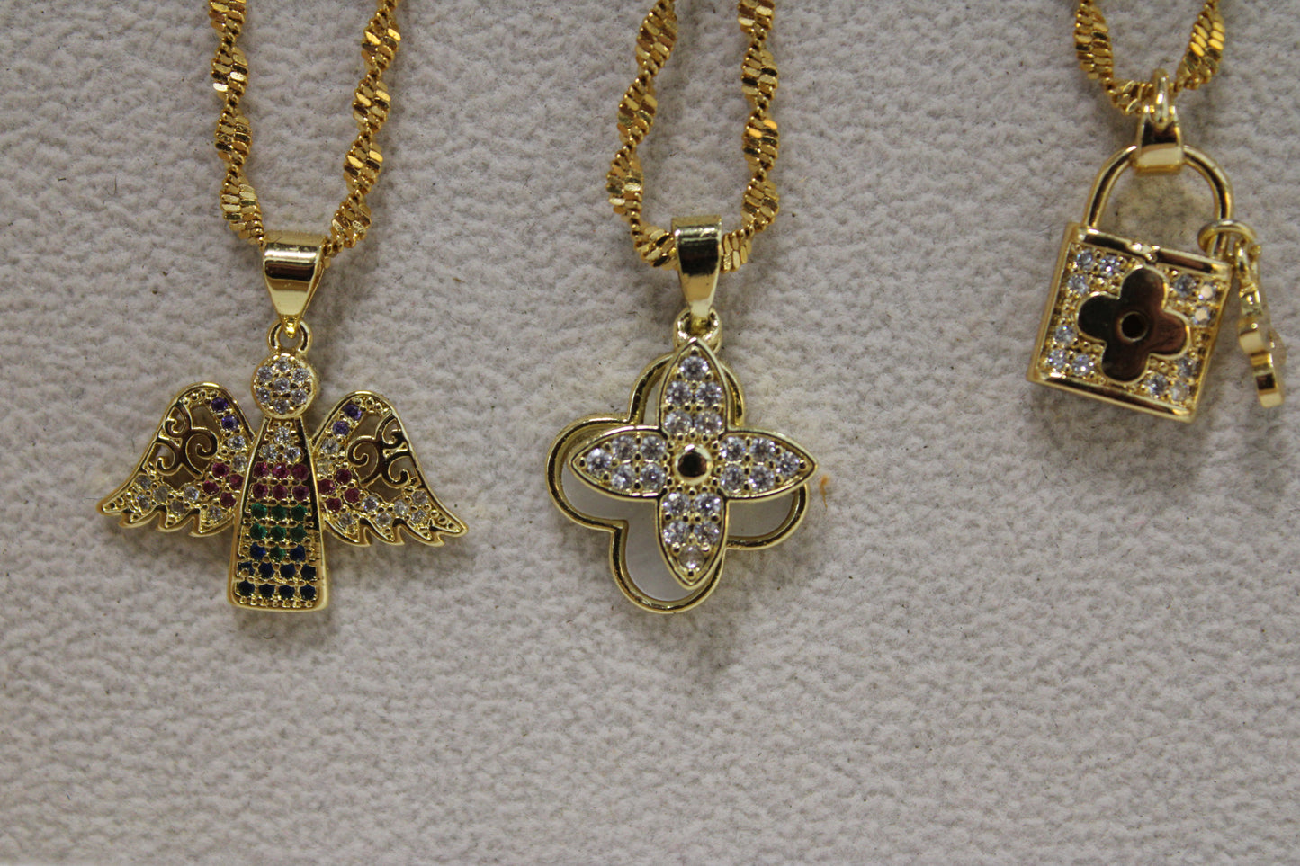 Gold Filled Double Crystal Clover Necklace